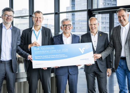 (from left) Franz Gebetsroither (MSF), Christoph Jünger (UNICEF), Herbert Eibensteiner, Stefan Fritz (Hilfswerk International) and Peter Kaiser (ÖRK)